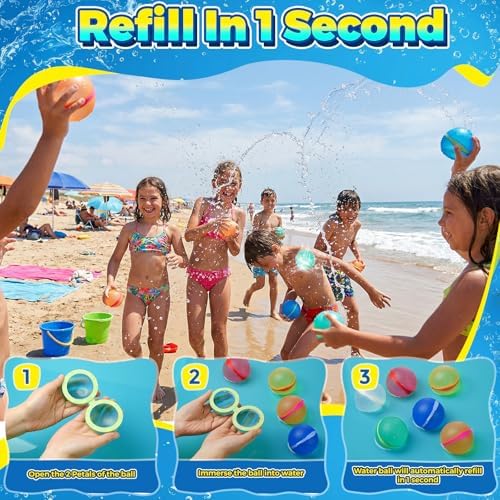 Close up of the durable latex free silicone material and magnetic rim construction of the refillable water toy.