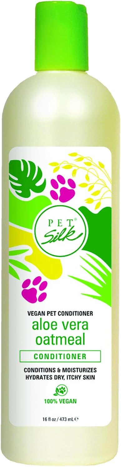 Pet Silk professional vegan oatmeal dog and cat conditioner one gallon bottle packaging details