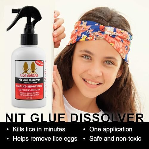 Lice Sisters Nit Glue Dissolver 8 ounce spray for breaking down egg adhesive.