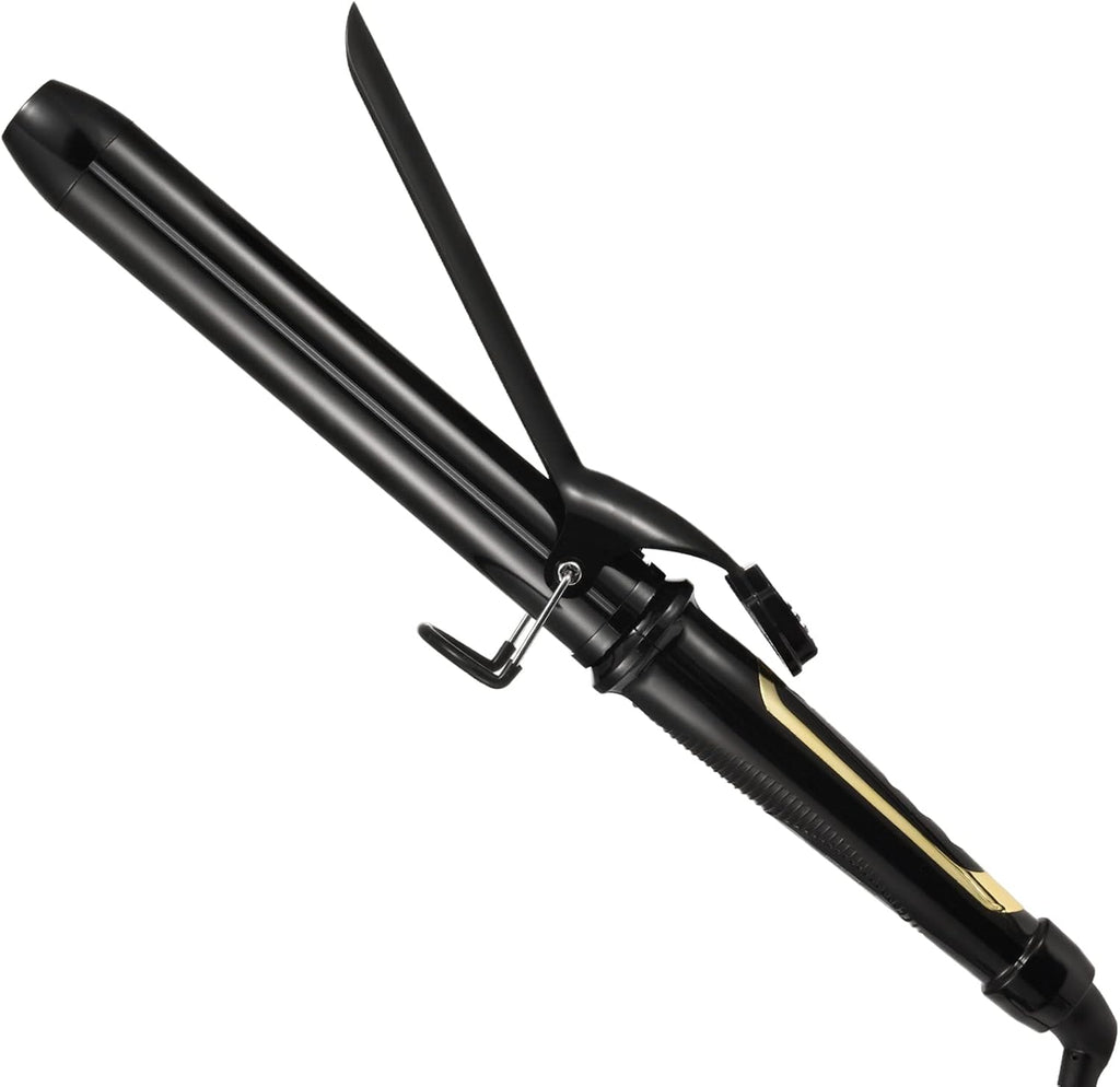 Lanvier 1.25 inch clipped curling iron black front view