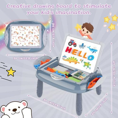 Toddler using Mayesar magnetic easel for drawing and learning