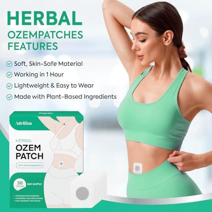 Close-up of the natural ingredient list on the back of the Adellina wellness patch packaging.