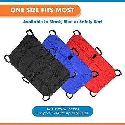 Six reinforced handles on the Camcce animal rescue stretcher