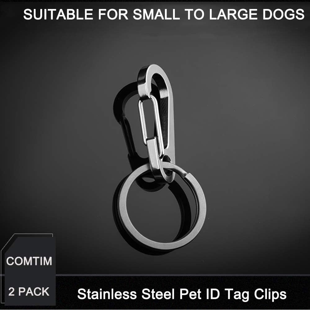 Comtim durable silver pet identity accessory packaging layout highlighting premium 304 grade materials.
