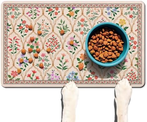 Ideasonna pet cat food feeding mat on floor
