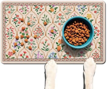 Ideasonna pet cat food feeding mat on floor