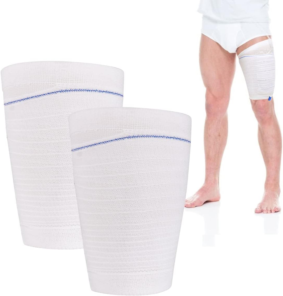 HANSILK Catheter Leg Bag Holder front view showing white fabric sleeve