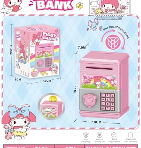 FUAN electronic kids money safe showcasing the automatic paper cash feeding slot mechanism in action.