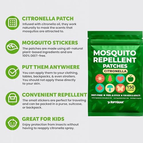 RiptGear citronella repellent sticker applied to a backpack