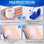 Hypoallergenic medical paper tape being applied gently to a wound dressing on sensitive skin