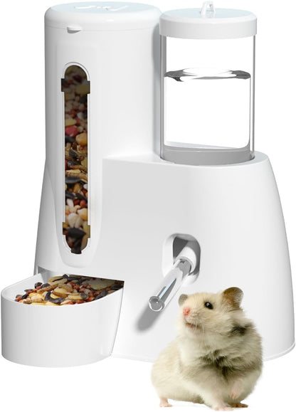 2 in 1 Hamster Water Bottle - Automatic Food Bowl, No Drip Small Animal Water Bottle Dispenser, for Syrian Dwarf Hamsters, Gerbils, Mouse, Hedgehog, Hamster Cage Accessories (Pink, Large) - Image 8
