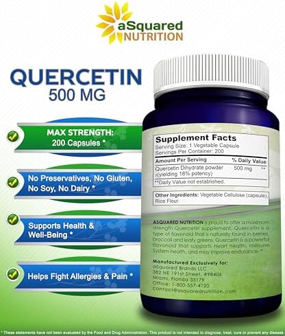 ASquared Nutrition Quercetin 500mg supplement safety seal packaging