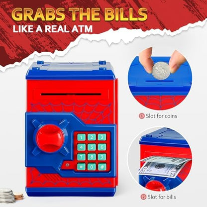 Vcertcpl digital savings box packaging showing the premium durable ABS plastic material properties.