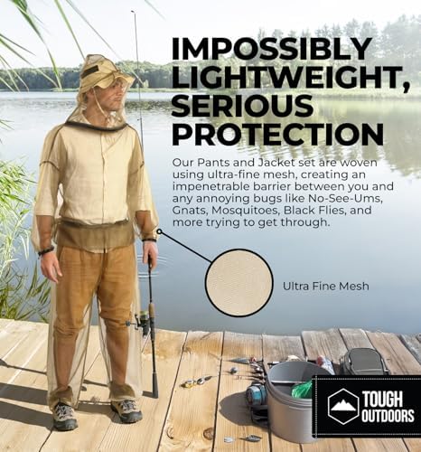 Tough Outdoors insect proof mesh jacket with hood up