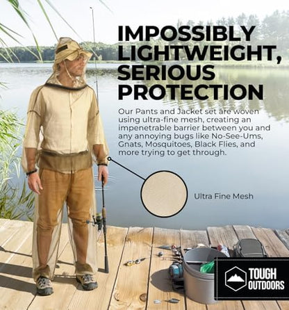 Tough Outdoors insect proof mesh jacket with hood up
