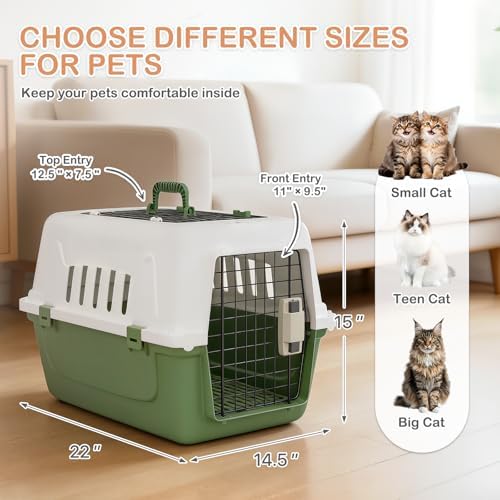 MoNiBloom green and white airline adaptable hard shell pet carrier side view