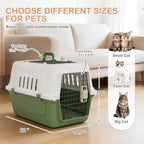 MoNiBloom green and white airline adaptable hard shell pet carrier side view