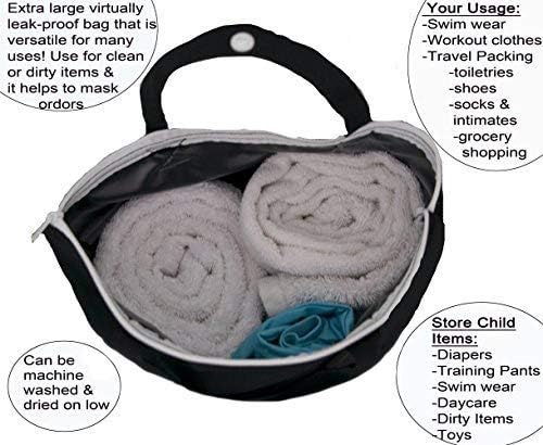 Mom & Bab wet bags displayed for travel storage
