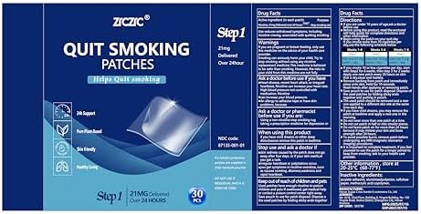 Close up of the transdermal nicotine patch application on skin.