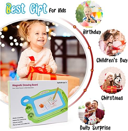 Toddler drawing on Aliskagze magnetic doodle pad screen