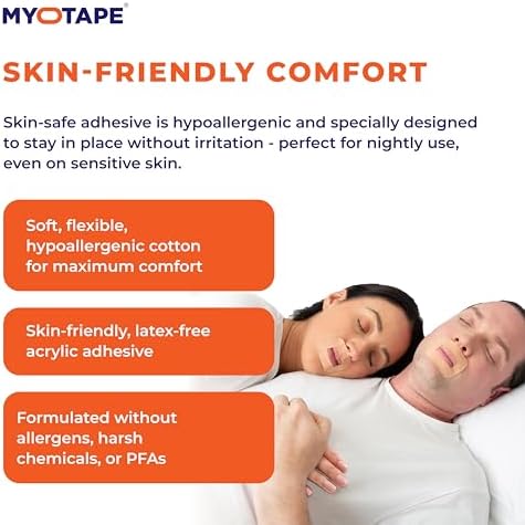 MyoTape mouth strips for adults promoting nasal breathing for snoring relief