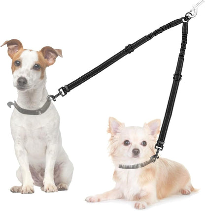 AUTOWT double dog leash splitter front view showing no tangle swivel joint