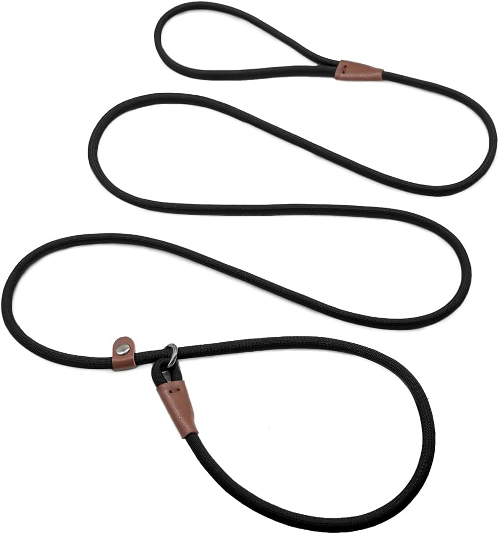MayPaw slip lead control leash black front view for dog training