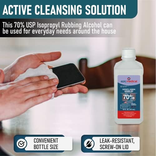 Epic Medical Supply USP grade rubbing alcohol bottle for sanitizing beauty tools