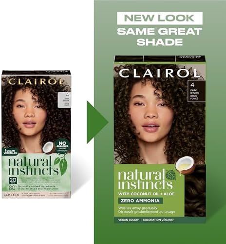 Clairol Natural Instincts demi permanent box demonstrating gray hair blurring and high gloss shine benefits