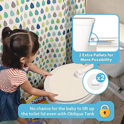 Child safety toilet lid lock with adhesive backing