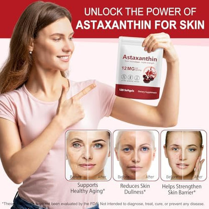 Side view of premium generic astaxanthin antioxidant dietary supplement for joint support.