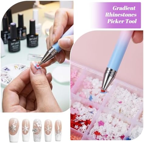 Close up of Facejewel rhinestone picker wax tip