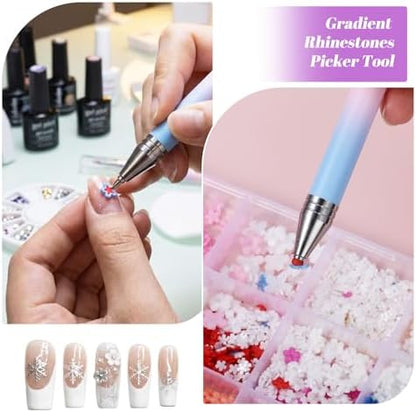 Close up of Facejewel rhinestone picker wax tip