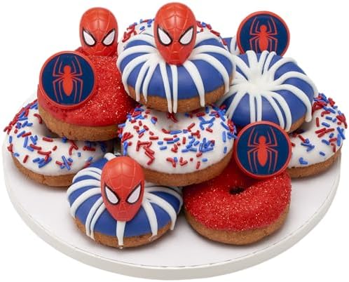 Decorated cupcakes with Spider-Man party rings