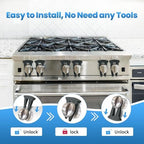 Close up of durable heat-resistant stove knob safety lock