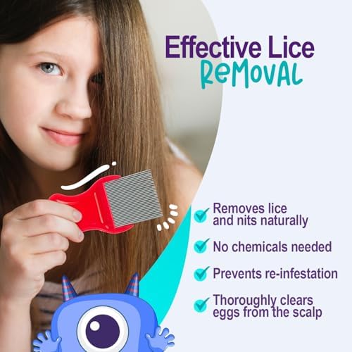 Set of 12 multi-colored lice removal tools for children and adults.
