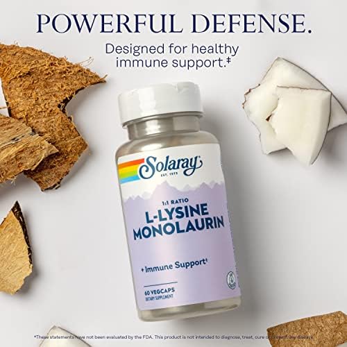 Solaray L-Lysine Monolaurin vegetarian capsules packaging