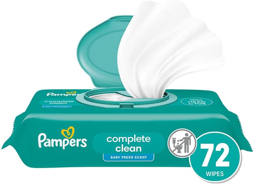 Pampers Baby Wipes, Complete Clean Baby Fresh Scented Wipe, Gently Cleans Head to Toe, 72 Total (1 Flip-Top Packs) - Image 1