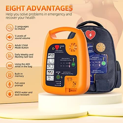 FORERMED AED device with adult and child mode selection buttons highlighted.