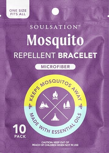 Close up of microfiber mosquito repellent band on a wrist
