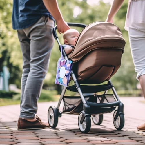 Baby wipe dispenser attached to a stroller for demonstration