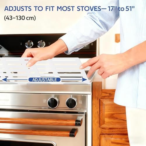 Close up view of adjustable stove guard mechanism