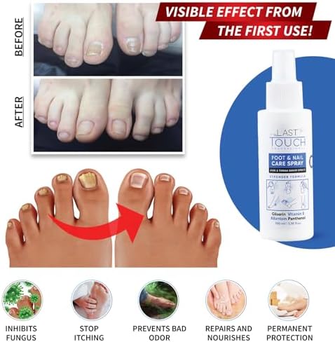 Anti-itching and deodorizing spray for daily foot hygiene and odor control.