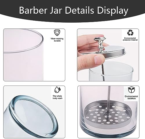 Close up of glass sanitizing container for nail and barber tools