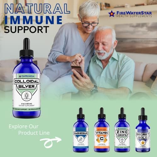 FireWaterStar colloidal silver daily immune support bottle