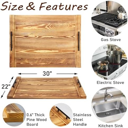 Cenleoha wooden stove cover on kitchen stovetop