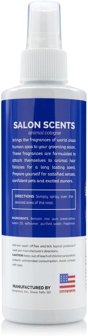 Professional grade deodorizing pet spray for long lasting coat freshness.