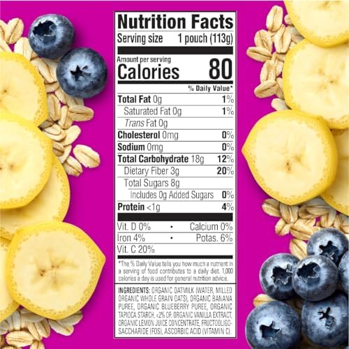 Happytot Stage 4 toddler snack pouch nutritional information detail