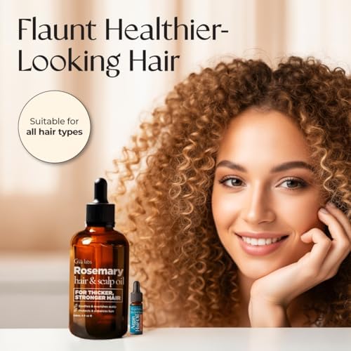 Gya Labs rosemary castor and argan oil blend targeting frizz control.
