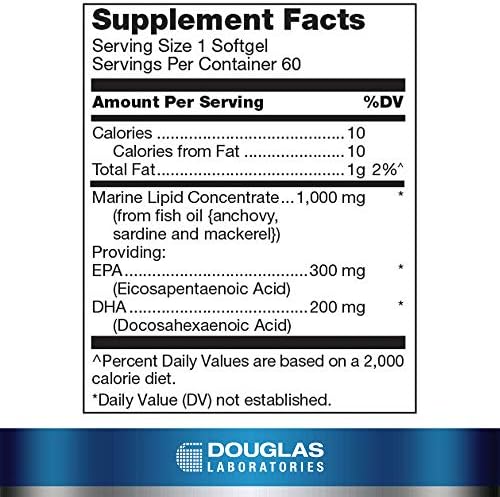 Douglas Laboratories Opti EPA 500 enteric coated softgels nutritional label
